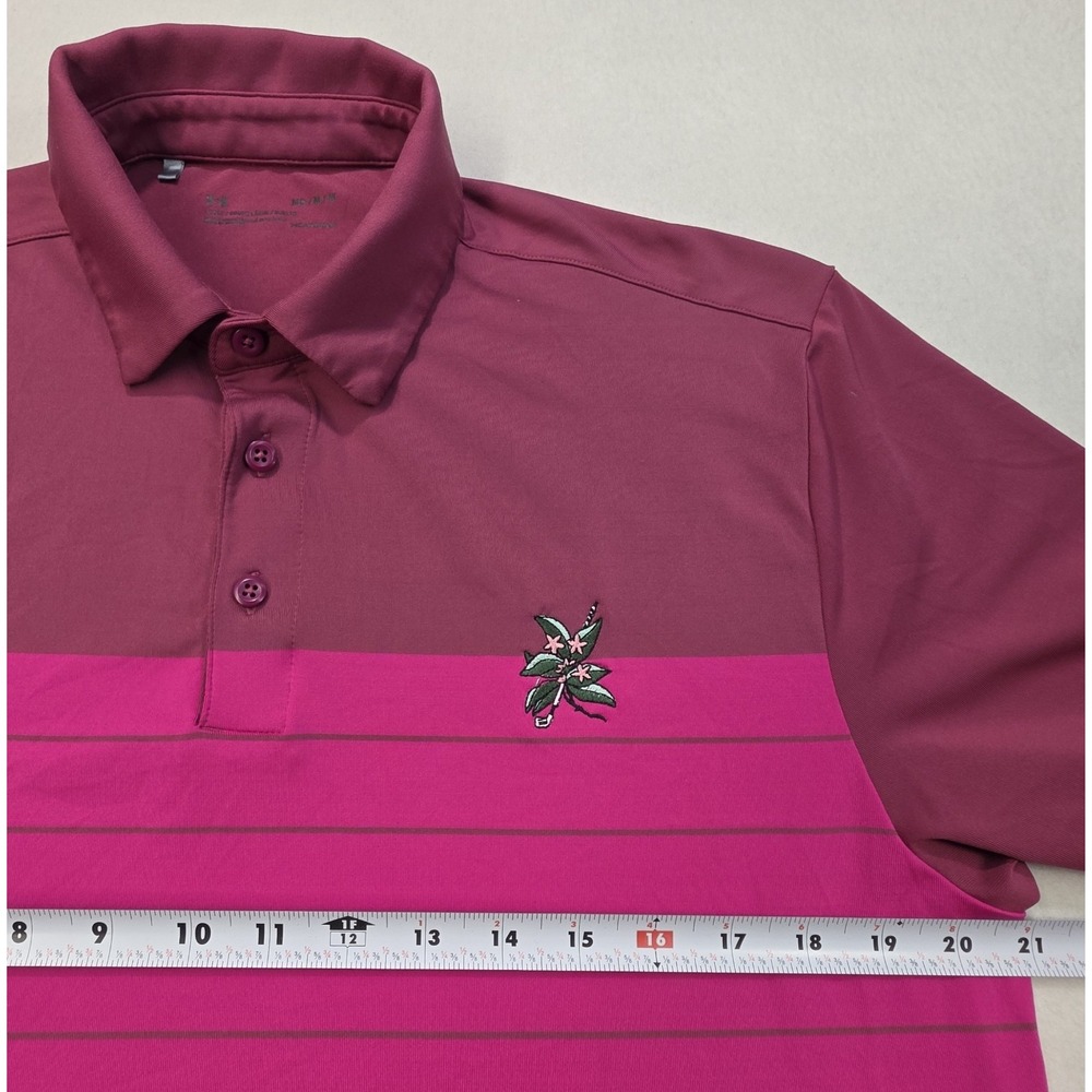 Under Armour Laurel Valley Golf Polo Shirt Mens M LIMITED USE Pink Striped  Golf - Picture 4 of 7